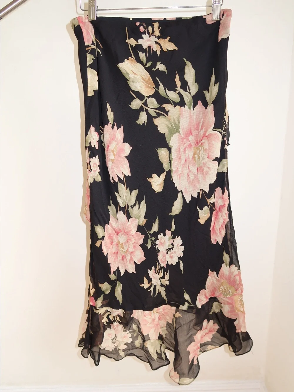 Ralph Lauren 100% Silk Tiered Floral Ruffle Skirt